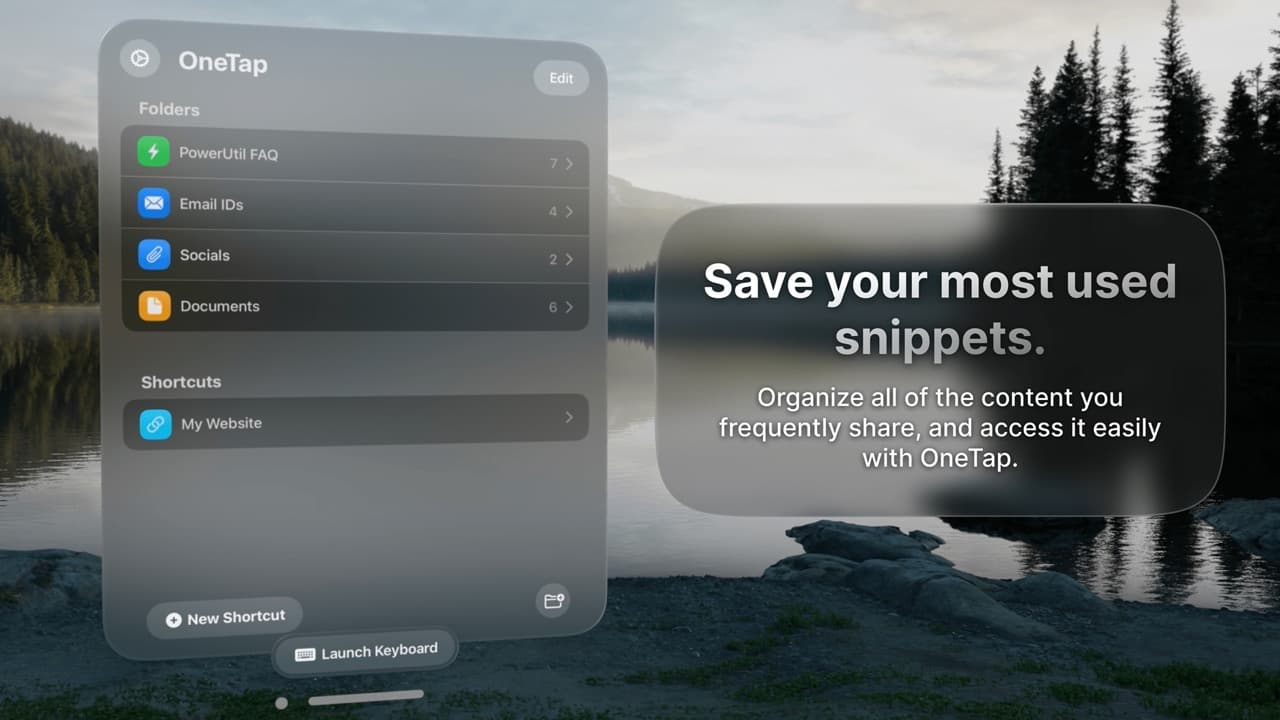 Keyboard Shortcuts: OneTap screenshot 1