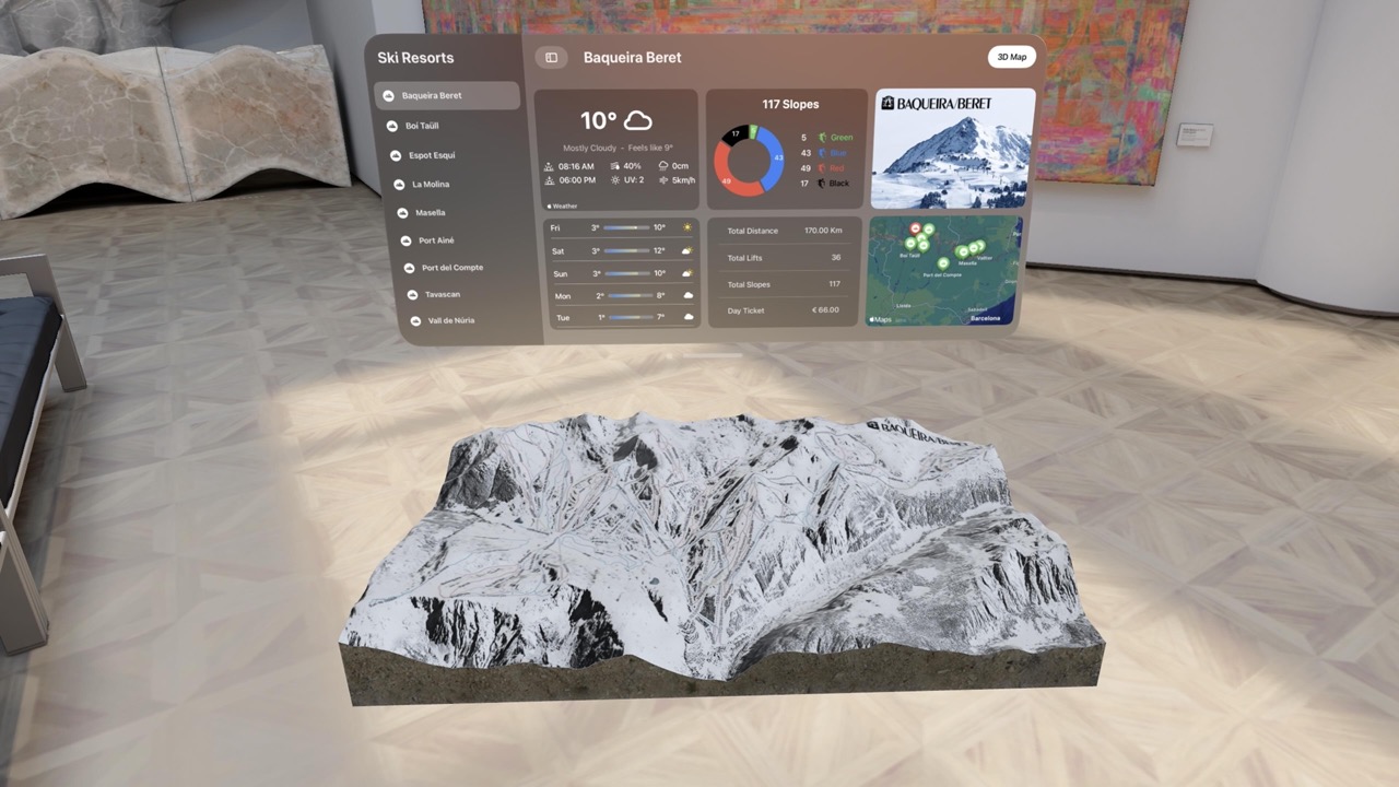 3D ski maps & weather forecast screenshot
