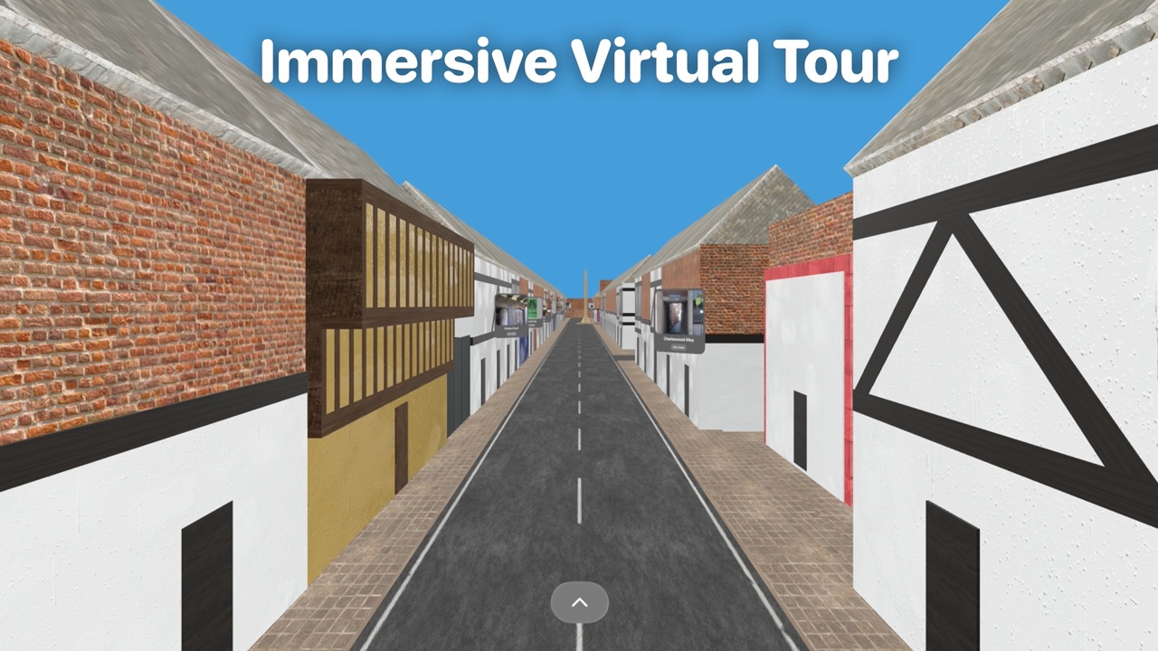 Virtual tour of Tewkesbury's historic alleys screenshot